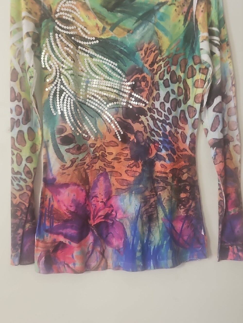 Daytrip Multicolor Long-Sleeve Top with Crystal Accent - Picture 4 of 6